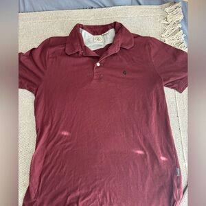 Men’s Maroon Volcom Medium Collared Casual Button Up Shirt